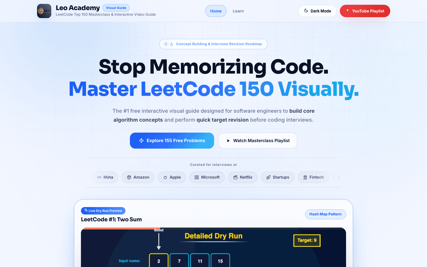 Leo Academy landing page